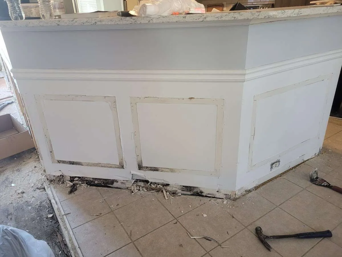 Water damage and mold on kitchen during Storm Damage Restoration in Gloversville